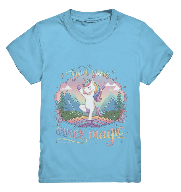 Find Your Inner Magic – Yoga-Einhorn auf dem Regenbogen - Kids Premium Shirt Bright Lights Arts