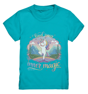 Find Your Inner Magic – Yoga-Einhorn auf dem Regenbogen - Kids Premium Shirt Bright Lights Arts