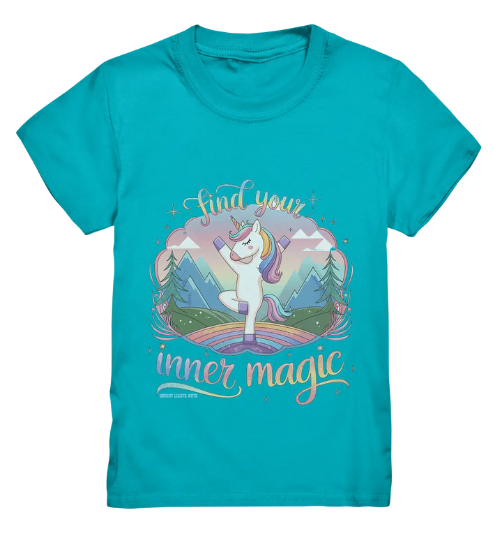 Find Your Inner Magic – Yoga-Einhorn auf dem Regenbogen - Kids Premium Shirt Bright Lights Arts