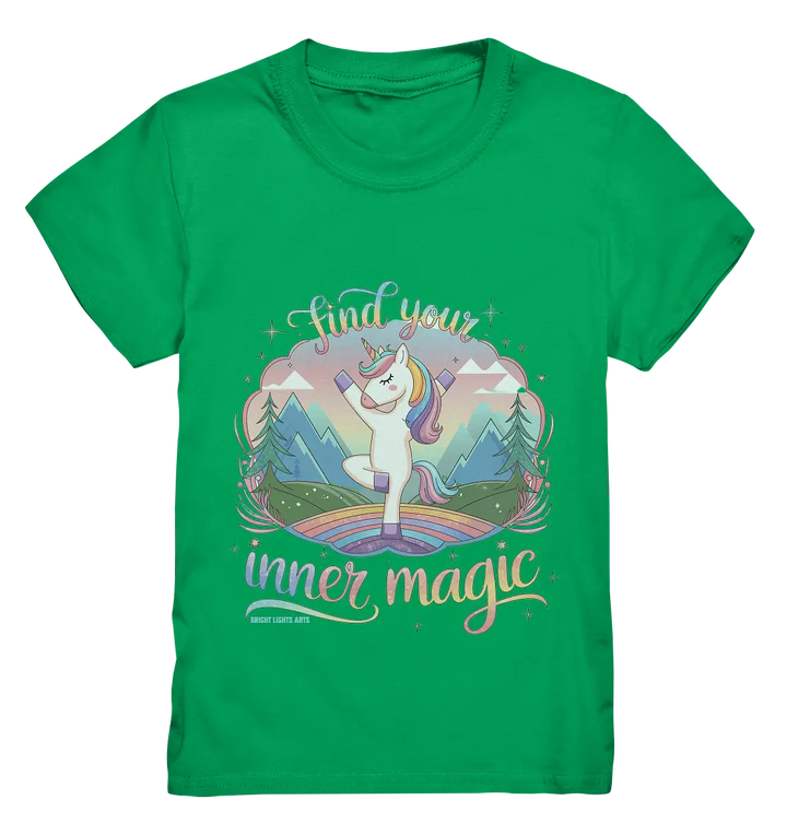 Find Your Inner Magic – Yoga-Einhorn auf dem Regenbogen - Kids Premium Shirt Bright Lights Arts