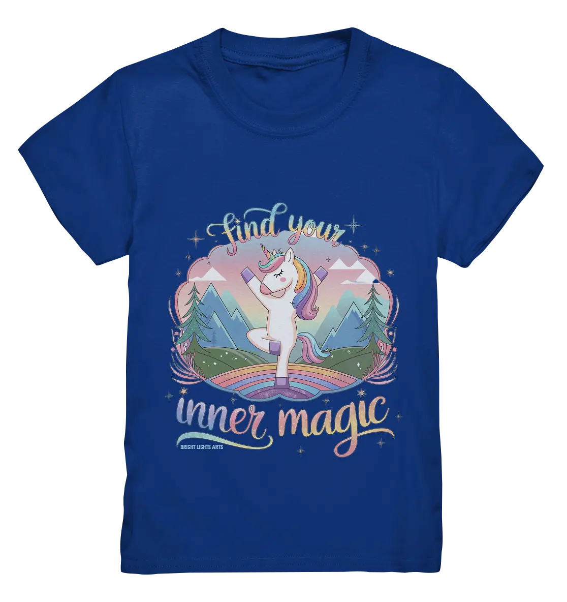 Find Your Inner Magic – Yoga-Einhorn auf dem Regenbogen - Kids Premium Shirt Bright Lights Arts