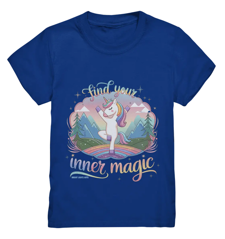 Find Your Inner Magic – Yoga-Einhorn auf dem Regenbogen - Kids Premium Shirt Bright Lights Arts