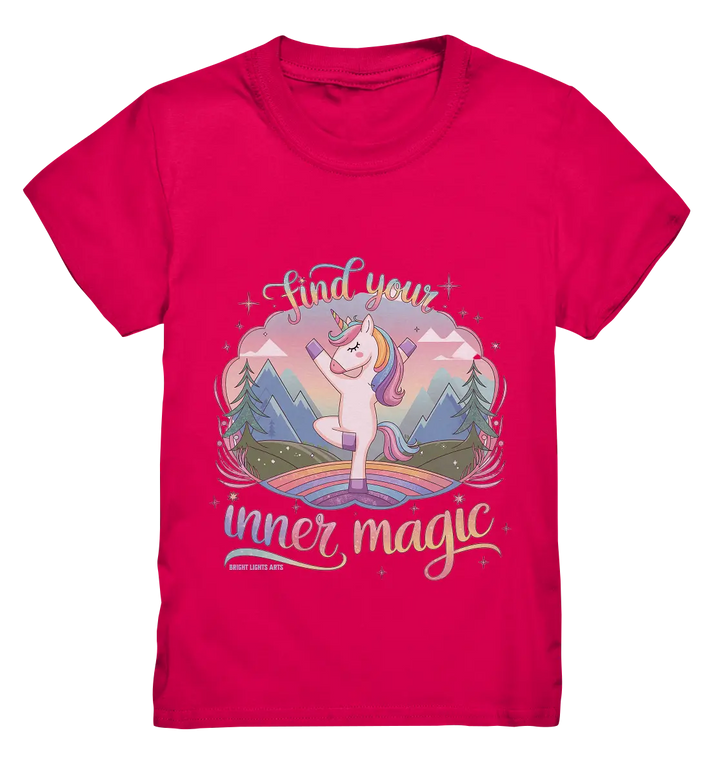 Find Your Inner Magic – Yoga-Einhorn auf dem Regenbogen - Kids Premium Shirt Bright Lights Arts