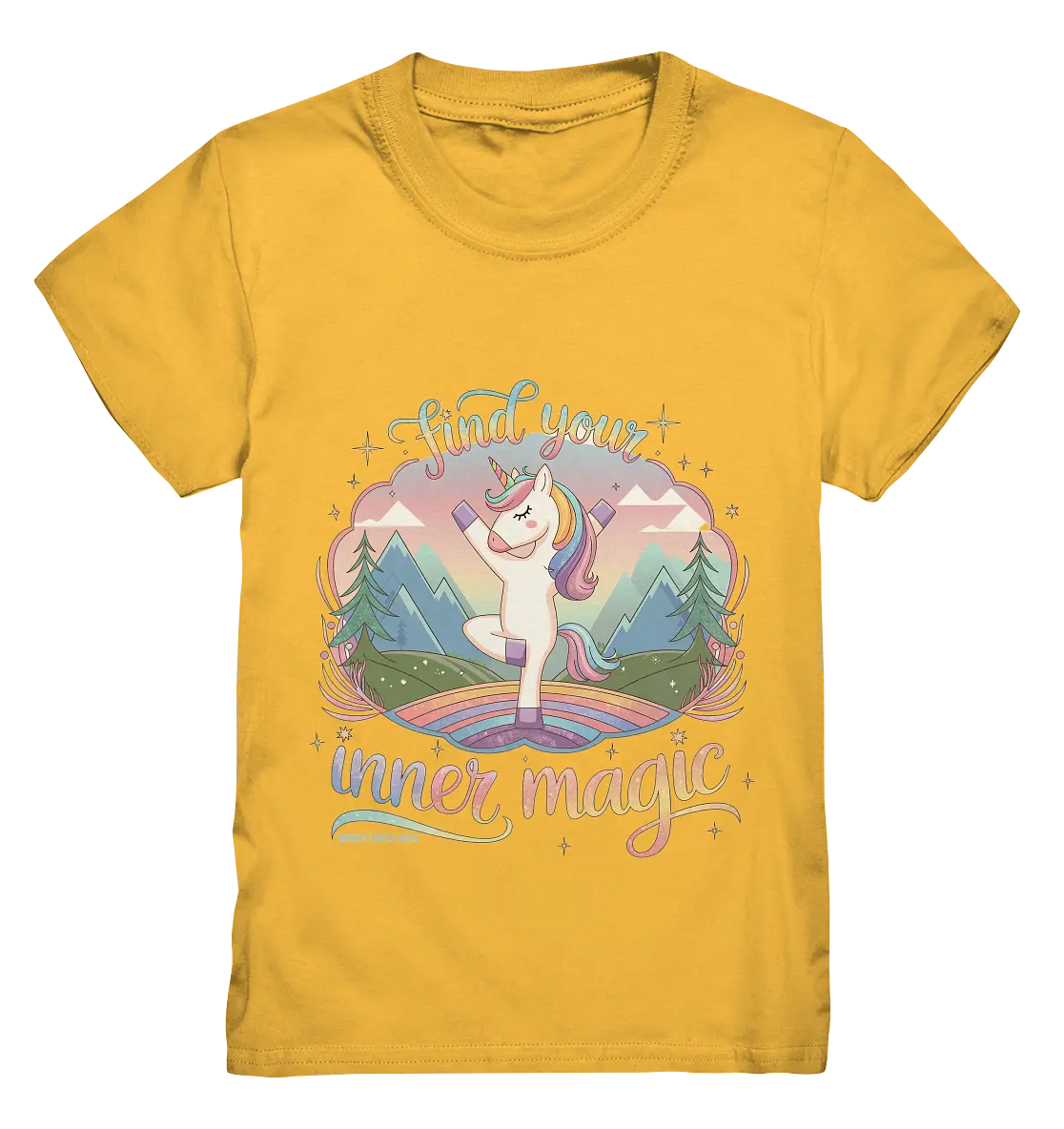 Find Your Inner Magic – Yoga-Einhorn auf dem Regenbogen - Kids Premium Shirt Bright Lights Arts