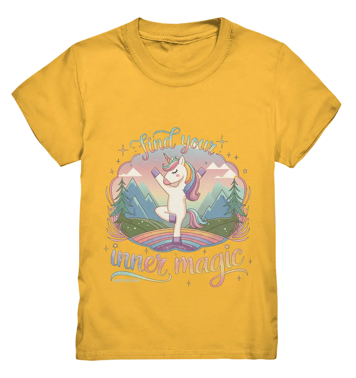 Find Your Inner Magic – Yoga-Einhorn auf dem Regenbogen - Kids Premium Shirt Bright Lights Arts