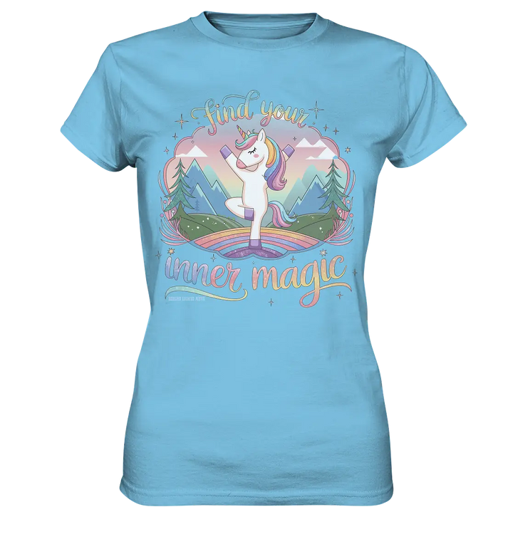 Find Your Inner Magic – Yoga-Einhorn auf dem Regenbogen - Ladies Premium Shirt Bright Lights Arts