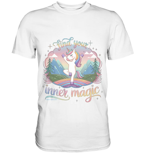 Find Your Inner Magic – Yoga-Einhorn auf dem Regenbogen - Premium Shirt Bright Lights Arts