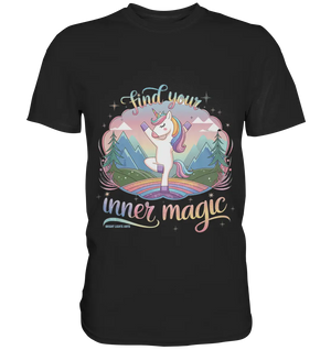 Find Your Inner Magic – Yoga-Einhorn auf dem Regenbogen - Premium Shirt Bright Lights Arts