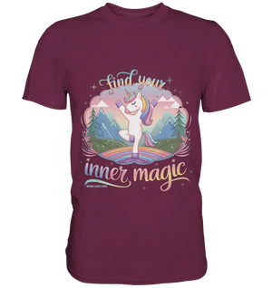 Find Your Inner Magic – Yoga-Einhorn auf dem Regenbogen - Premium Shirt Bright Lights Arts