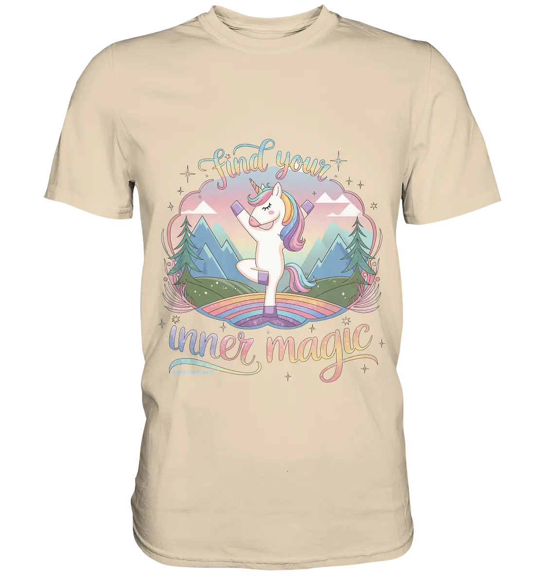 Find Your Inner Magic – Yoga-Einhorn auf dem Regenbogen - Premium Shirt Bright Lights Arts