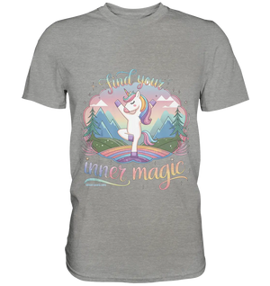 Find Your Inner Magic – Yoga-Einhorn auf dem Regenbogen - Premium Shirt Bright Lights Arts