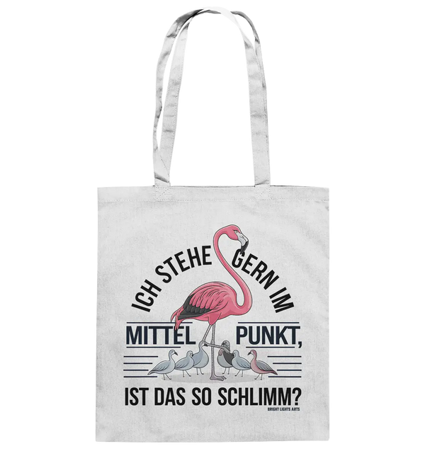 Flamingo im Mittelpunkt – Symbiose im Comic-Stil - Baumwolltasche Bright Lights Arts