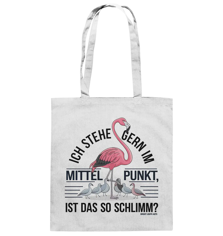 Flamingo im Mittelpunkt – Symbiose im Comic-Stil - Baumwolltasche Bright Lights Arts