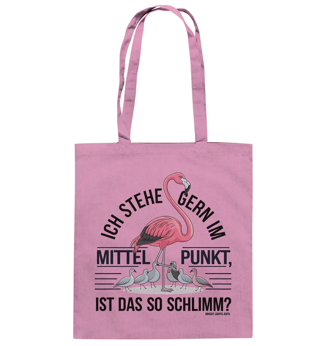 Flamingo im Mittelpunkt – Symbiose im Comic-Stil - Baumwolltasche Bright Lights Arts