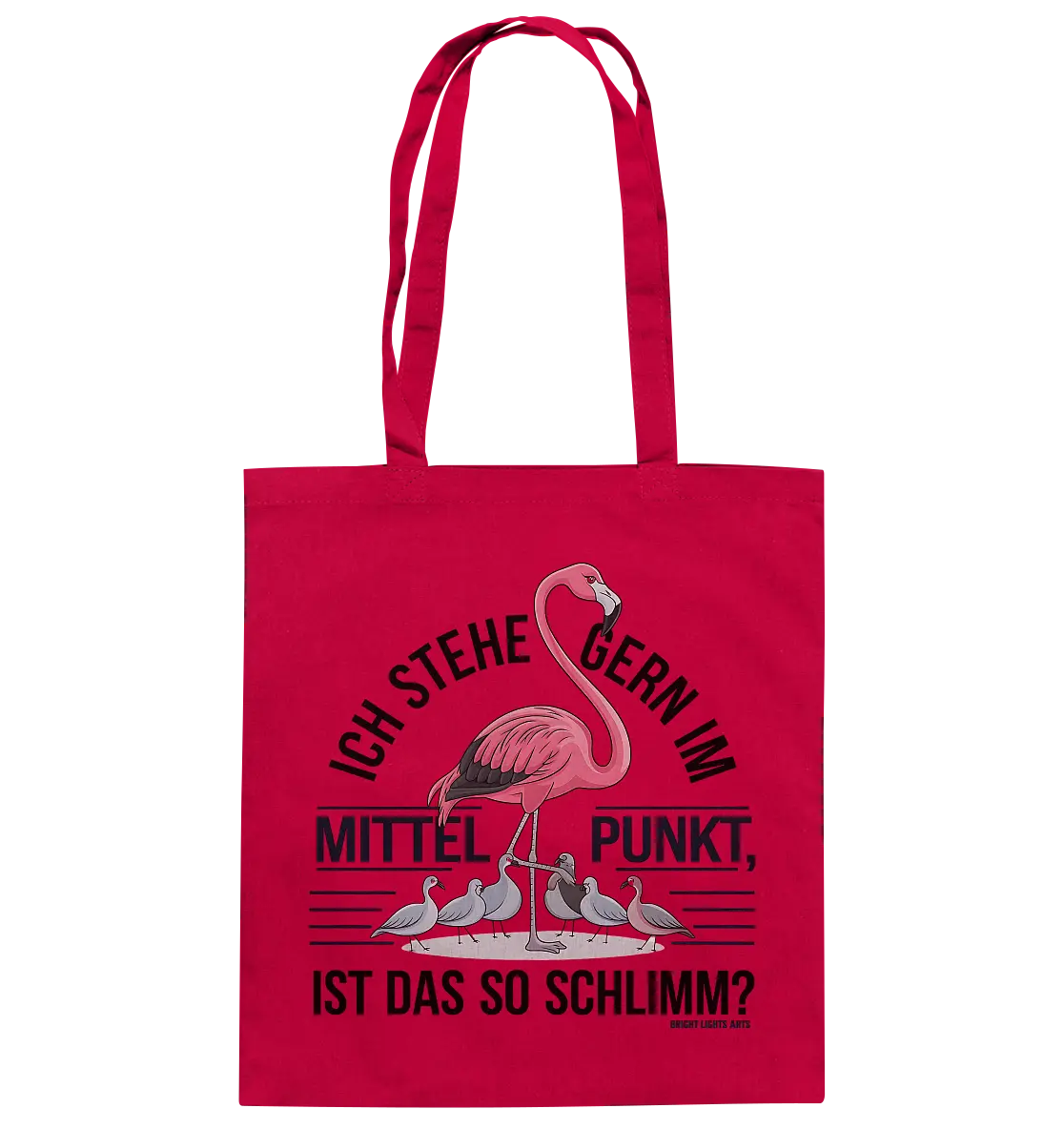 Flamingo im Mittelpunkt – Symbiose im Comic-Stil - Baumwolltasche Bright Lights Arts