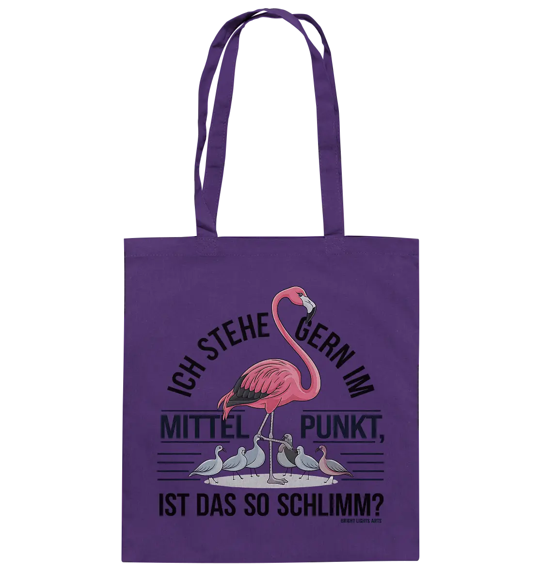 Flamingo im Mittelpunkt – Symbiose im Comic-Stil - Baumwolltasche Bright Lights Arts