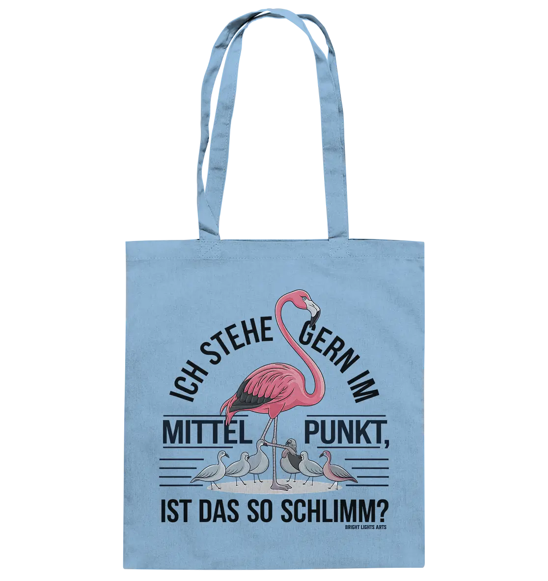 Flamingo im Mittelpunkt – Symbiose im Comic-Stil - Baumwolltasche Bright Lights Arts
