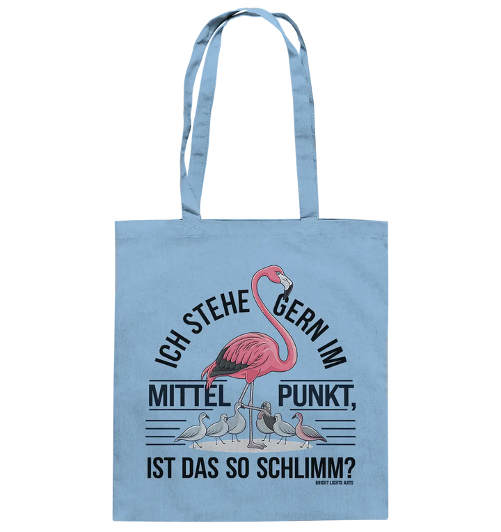 Flamingo im Mittelpunkt – Symbiose im Comic-Stil - Baumwolltasche Bright Lights Arts