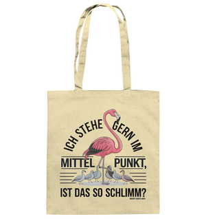 Flamingo im Mittelpunkt – Symbiose im Comic-Stil - Baumwolltasche Bright Lights Arts