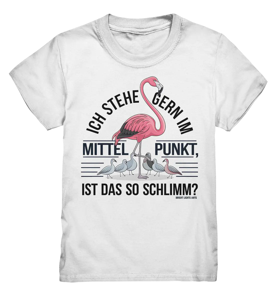 Flamingo im Mittelpunkt – Symbiose im Comic-Stil - Kids Premium Shirt Bright Lights Arts