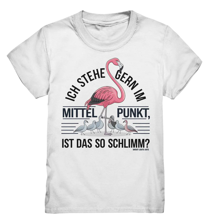 Flamingo im Mittelpunkt – Symbiose im Comic-Stil - Kids Premium Shirt Bright Lights Arts