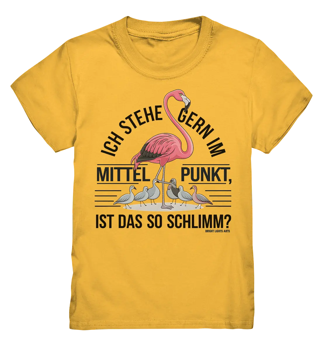 Flamingo im Mittelpunkt – Symbiose im Comic-Stil - Kids Premium Shirt Bright Lights Arts