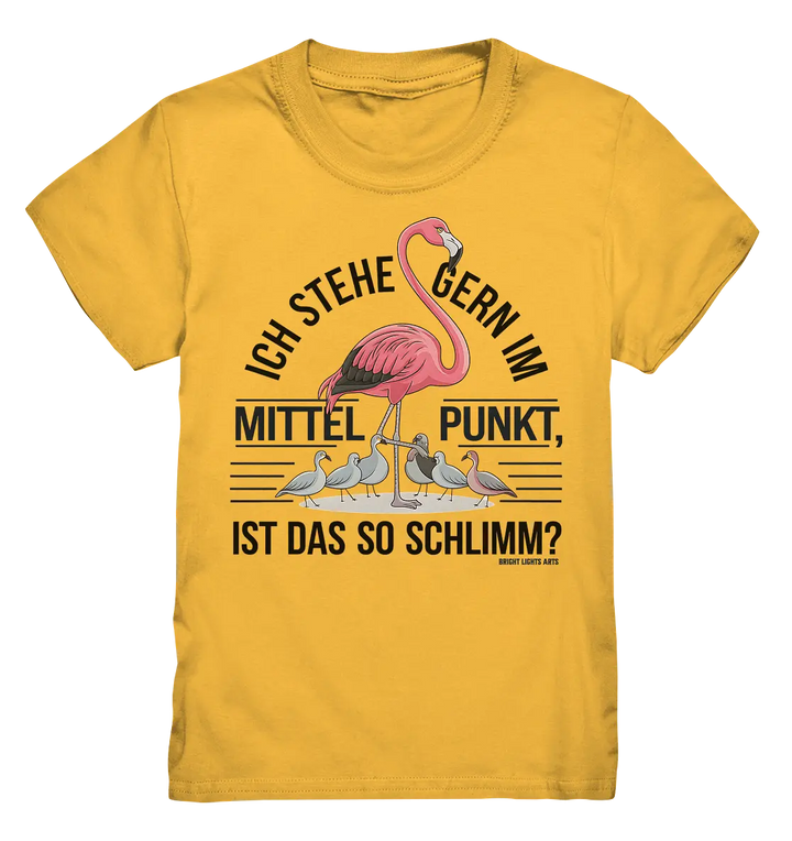 Flamingo im Mittelpunkt – Symbiose im Comic-Stil - Kids Premium Shirt Bright Lights Arts