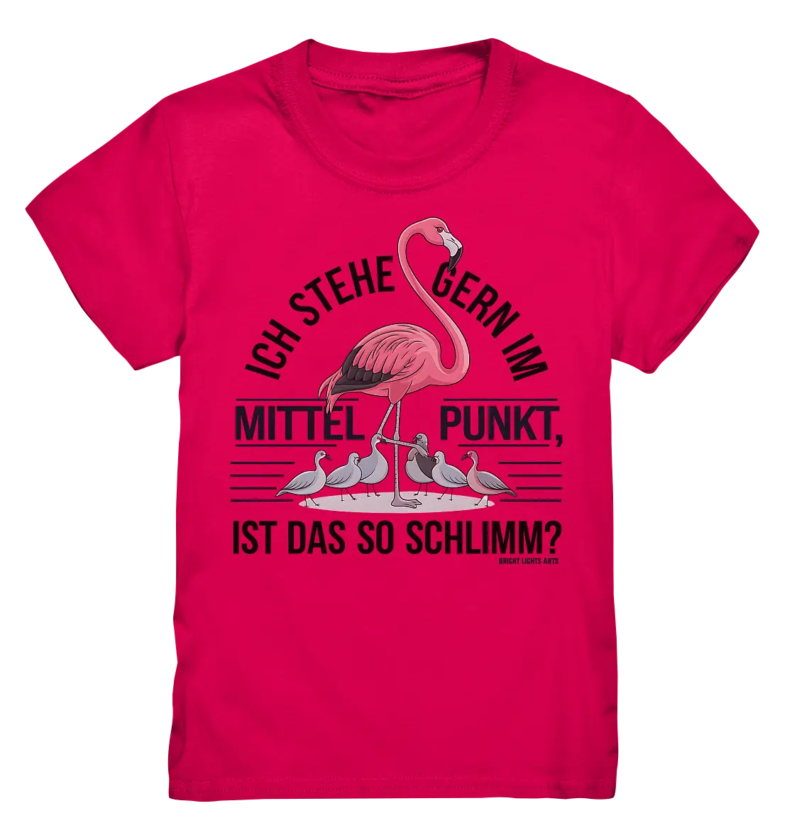 Flamingo im Mittelpunkt – Symbiose im Comic-Stil - Kids Premium Shirt Bright Lights Arts