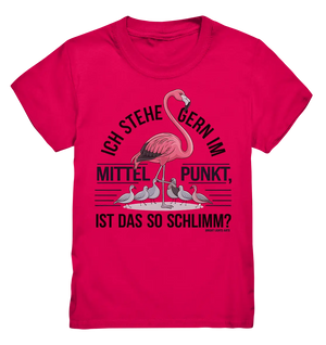 Flamingo im Mittelpunkt – Symbiose im Comic-Stil - Kids Premium Shirt Bright Lights Arts