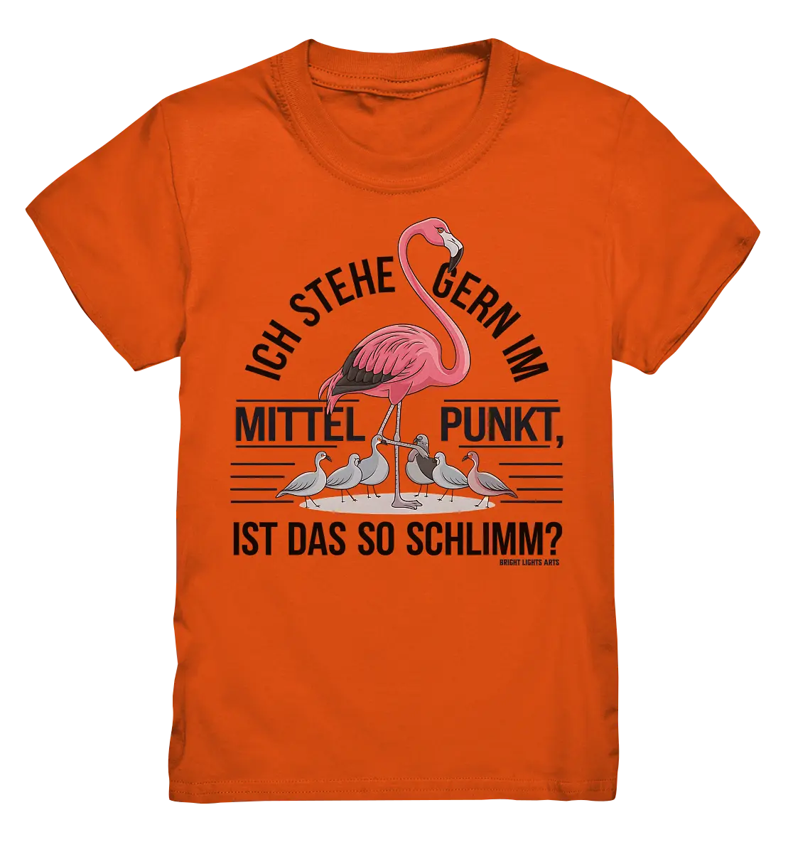Flamingo im Mittelpunkt – Symbiose im Comic-Stil - Kids Premium Shirt Bright Lights Arts