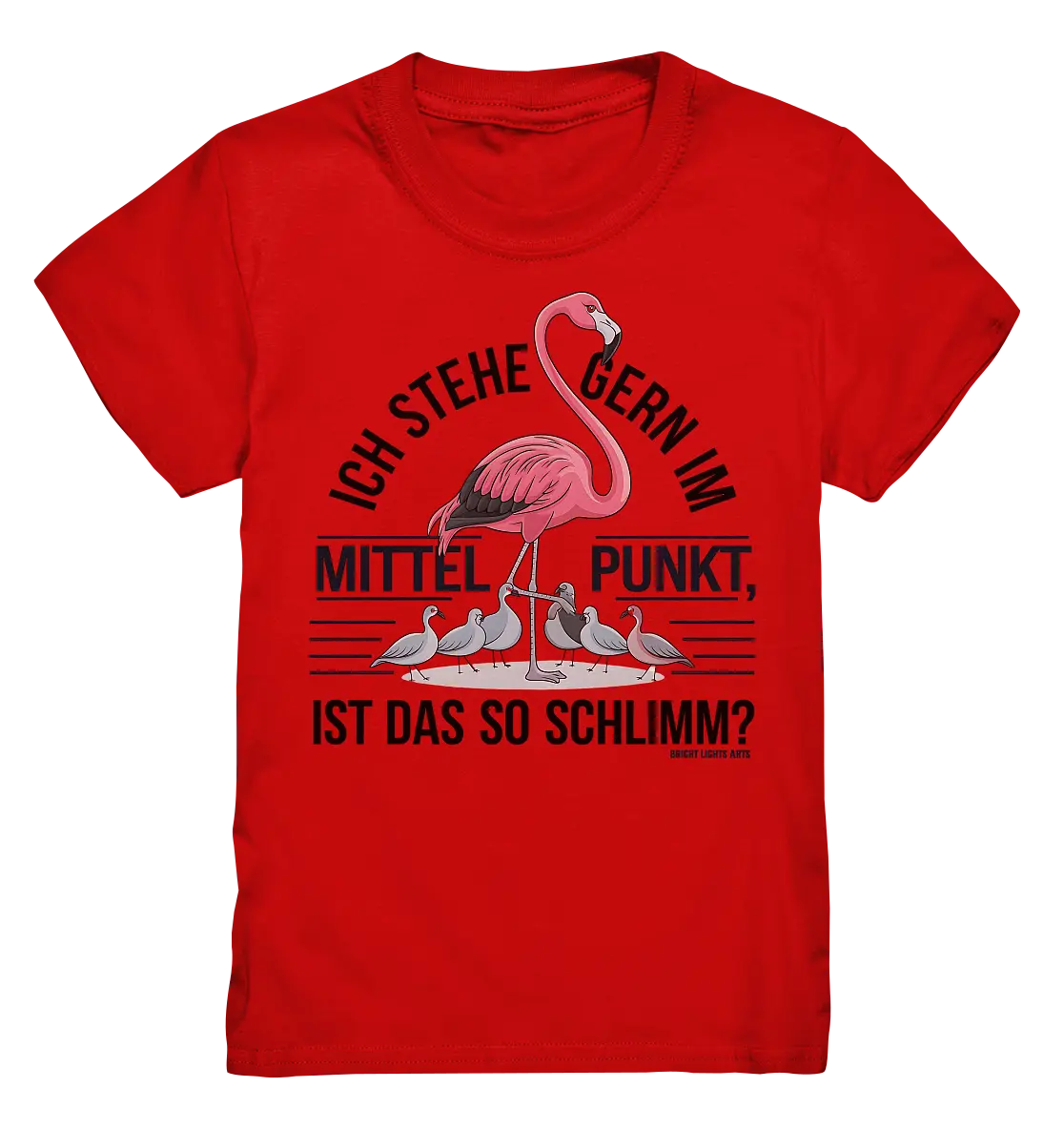 Flamingo im Mittelpunkt – Symbiose im Comic-Stil - Kids Premium Shirt Bright Lights Arts