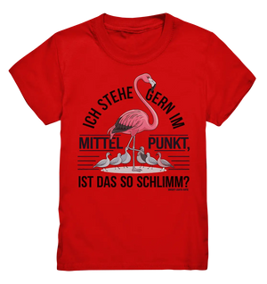 Flamingo im Mittelpunkt – Symbiose im Comic-Stil - Kids Premium Shirt Bright Lights Arts