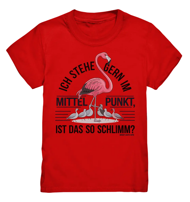 Flamingo im Mittelpunkt – Symbiose im Comic-Stil - Kids Premium Shirt Bright Lights Arts