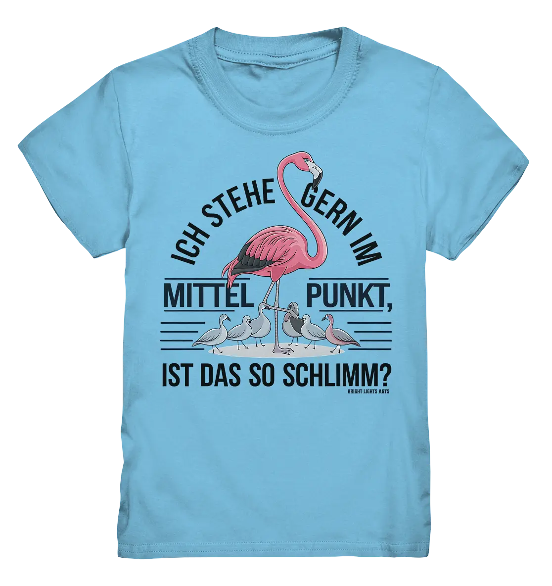 Flamingo im Mittelpunkt – Symbiose im Comic-Stil - Kids Premium Shirt Bright Lights Arts