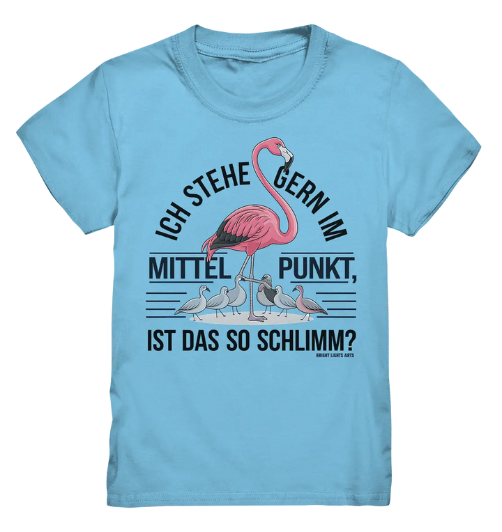 Flamingo im Mittelpunkt – Symbiose im Comic-Stil - Kids Premium Shirt Bright Lights Arts
