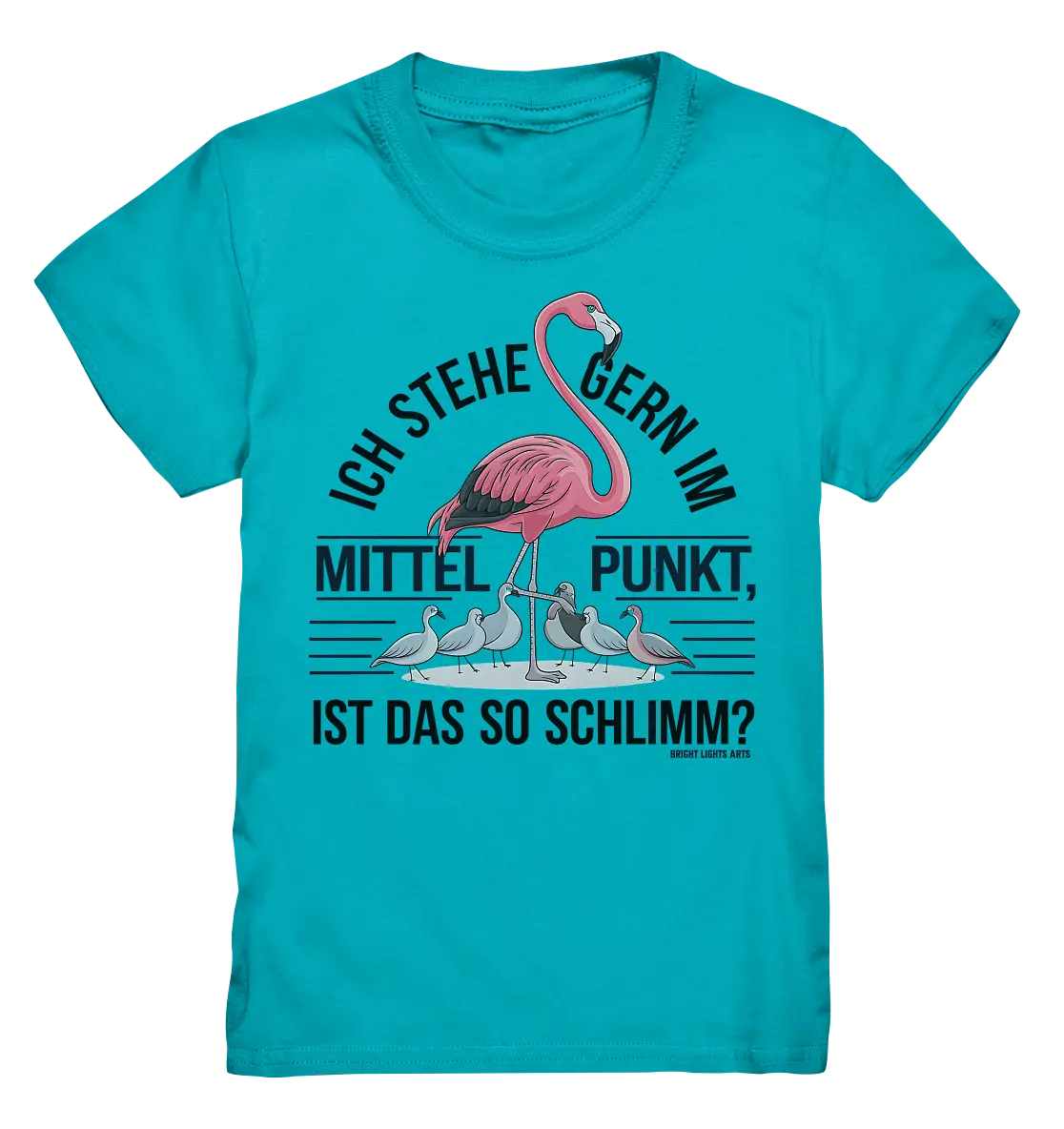 Flamingo im Mittelpunkt – Symbiose im Comic-Stil - Kids Premium Shirt Bright Lights Arts