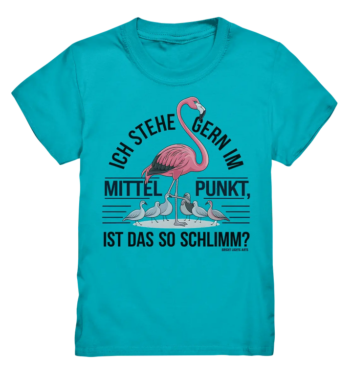 Flamingo im Mittelpunkt – Symbiose im Comic-Stil - Kids Premium Shirt Bright Lights Arts