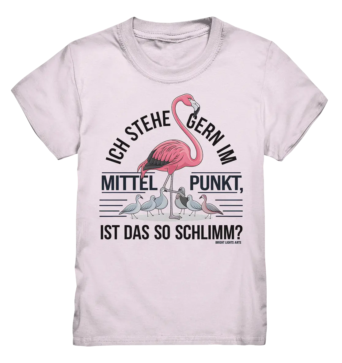 Flamingo im Mittelpunkt – Symbiose im Comic-Stil - Kids Premium Shirt Bright Lights Arts