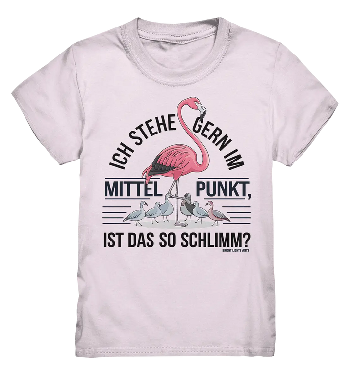 Flamingo im Mittelpunkt – Symbiose im Comic-Stil - Kids Premium Shirt Bright Lights Arts