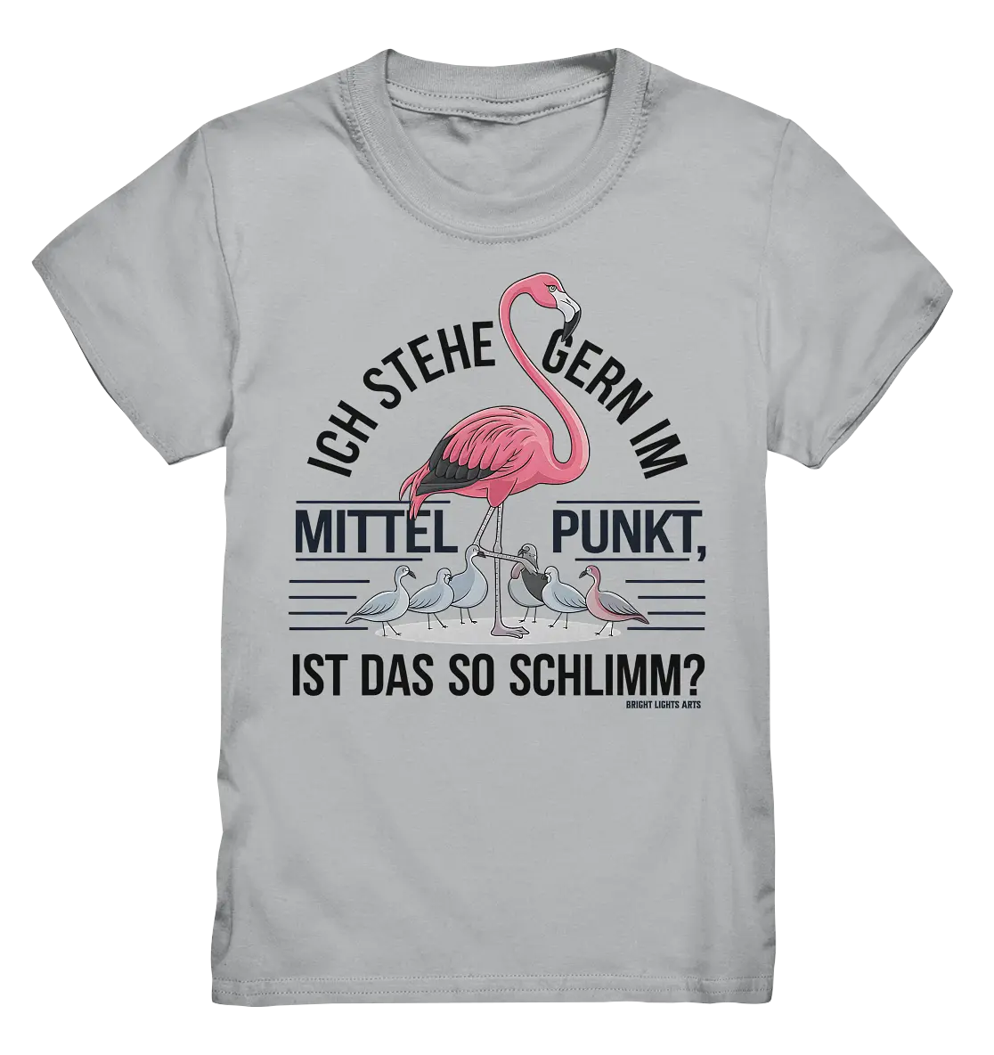 Flamingo im Mittelpunkt – Symbiose im Comic-Stil - Kids Premium Shirt Bright Lights Arts