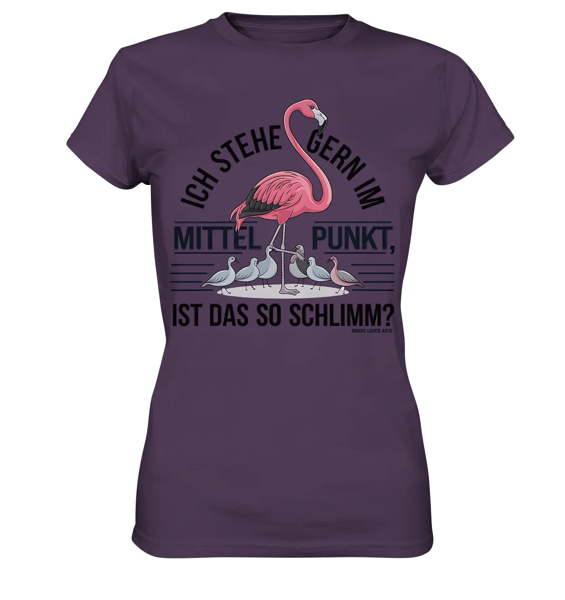 Flamingo im Mittelpunkt – Symbiose im Comic-Stil - Ladies Premium Shirt Bright Lights Arts