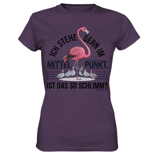 Flamingo im Mittelpunkt – Symbiose im Comic-Stil - Ladies Premium Shirt Bright Lights Arts