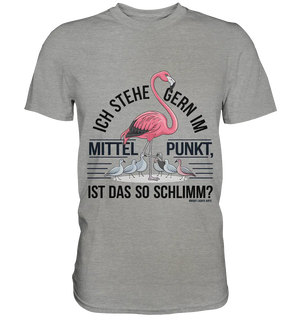 Flamingo im Mittelpunkt – Symbiose im Comic-Stil - Premium Shirt Bright Lights Arts