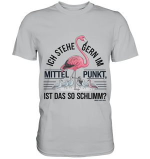 Flamingo im Mittelpunkt – Symbiose im Comic-Stil - Premium Shirt Bright Lights Arts