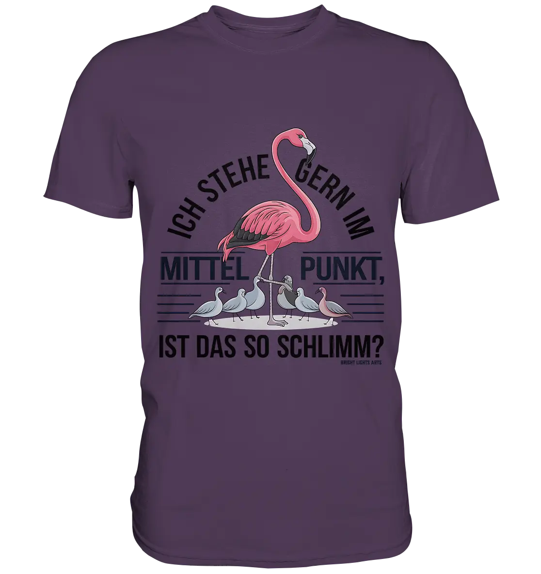 Flamingo im Mittelpunkt – Symbiose im Comic-Stil - Premium Shirt Bright Lights Arts