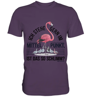 Flamingo im Mittelpunkt – Symbiose im Comic-Stil - Premium Shirt Bright Lights Arts