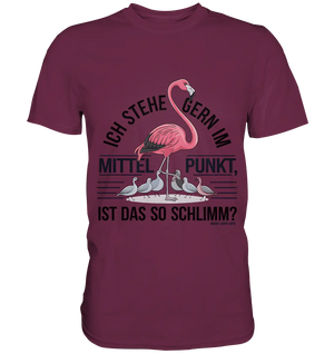 Flamingo im Mittelpunkt – Symbiose im Comic-Stil - Premium Shirt Bright Lights Arts