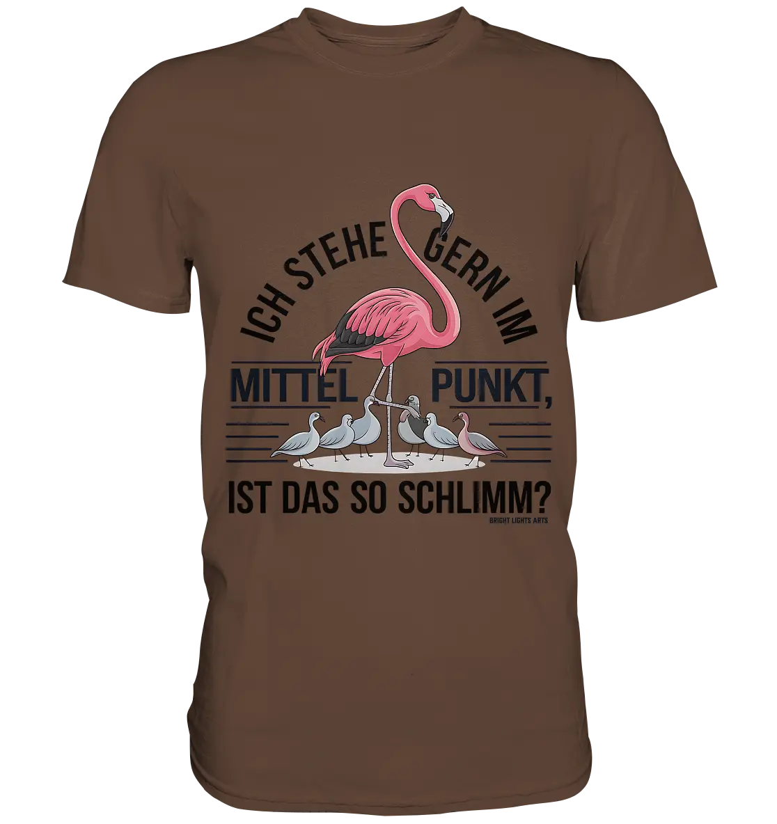 Flamingo im Mittelpunkt – Symbiose im Comic-Stil - Premium Shirt Bright Lights Arts