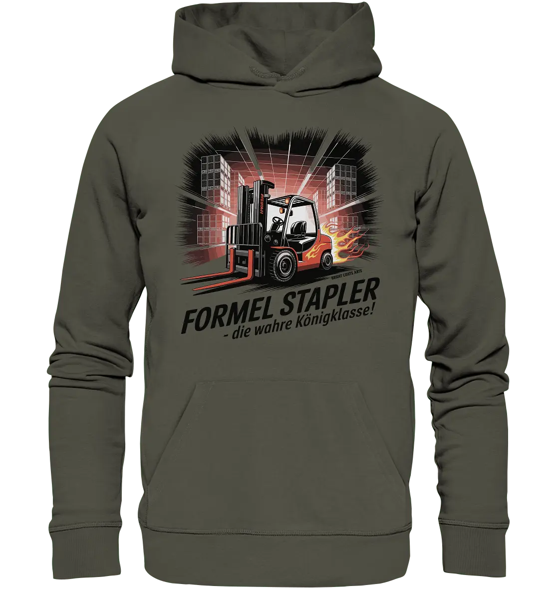 Formel Stapler – Die Königsklasse der Flurförderfahrzeuge - Organic Hoodie - Bright Lights Arts