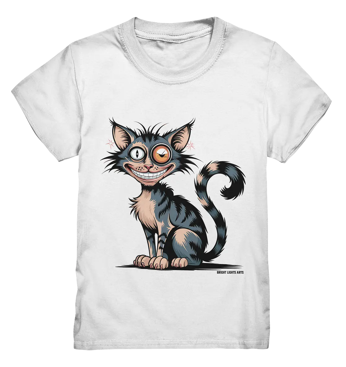 Frech und außergewöhnlich Cartoon Katze mit wildem Blick Ein humorvolles Design - Kids Premium Shirt Bright Lights Arts